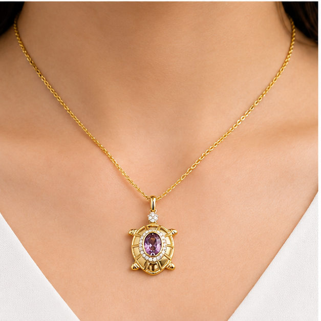 Collar Tortuga con Cristal Swarovski Oro Laminado | Princess Magic