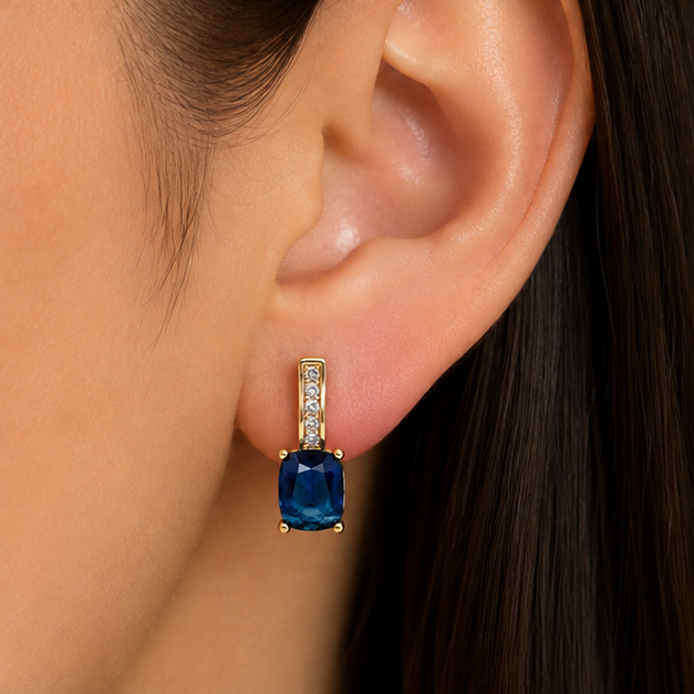 Arete con Zirconia Azul Oro Laminado | Princess Magic