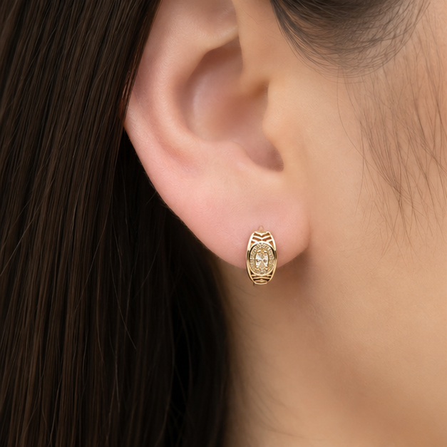 Aretes Huggie Ovalados Zirconia Cristal Oro Laminado 18K | Princess Magic