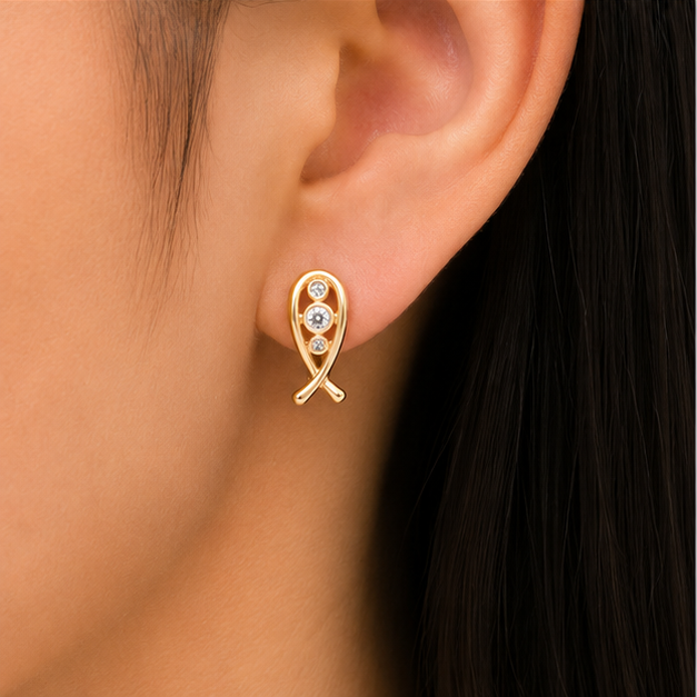 Aretes Cruz Infinita con Zirconias Oro Laminado 18K | Princess Magic