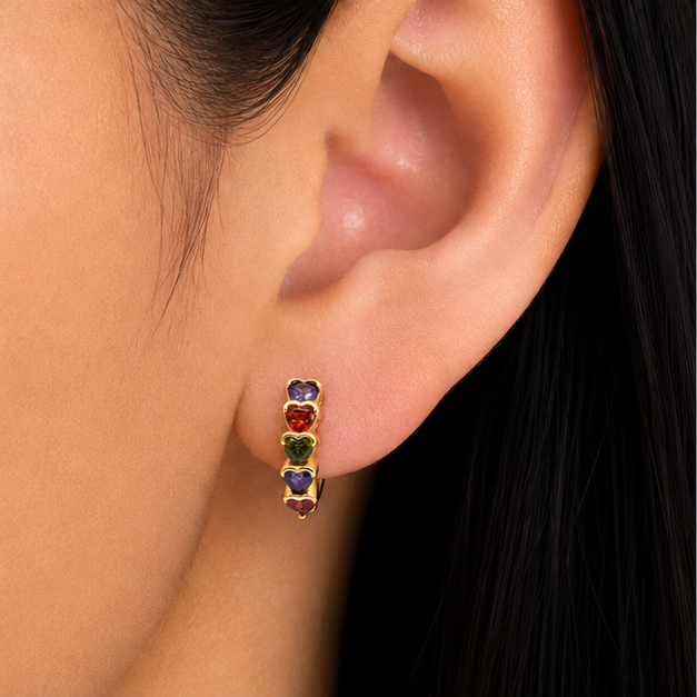 Arete Baby Corazones con Zirconias Oro Laminado 18K | Princess Magic