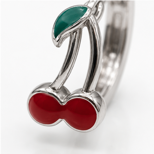 Arete Huggie Baby Cerezas | Rodio Laminado