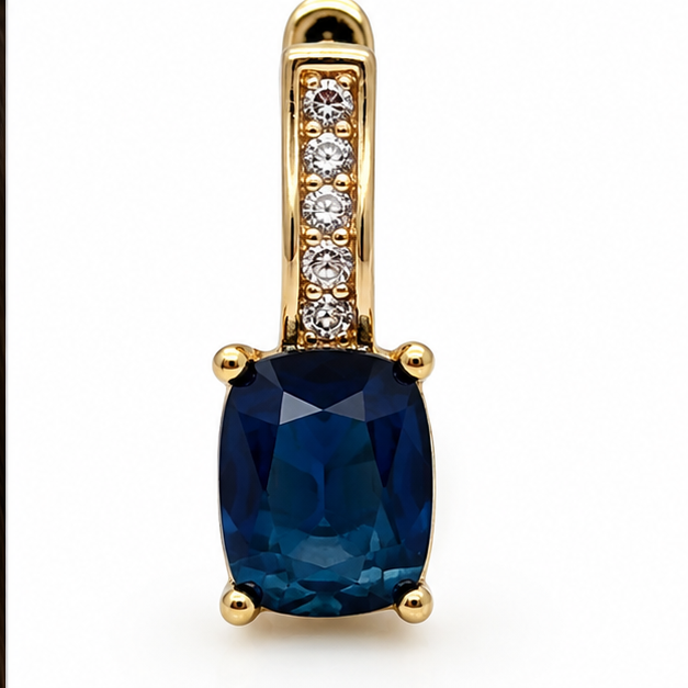 Arete con Zirconia Azul Oro Laminado | Princess Magic