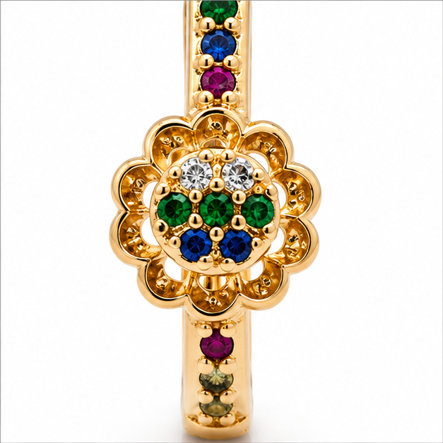 Aretes Flor Multicolor con Zirconias Oro Laminado 18K | Princess Magic