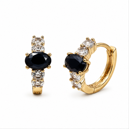 Arete Huggie con Zirconia Ovalada Oro Laminado | Princess Magic