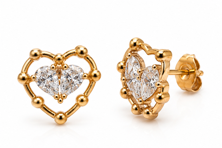 Arete Corazón Radiante con Zirconias Oro Laminado 18K | Princess Magic