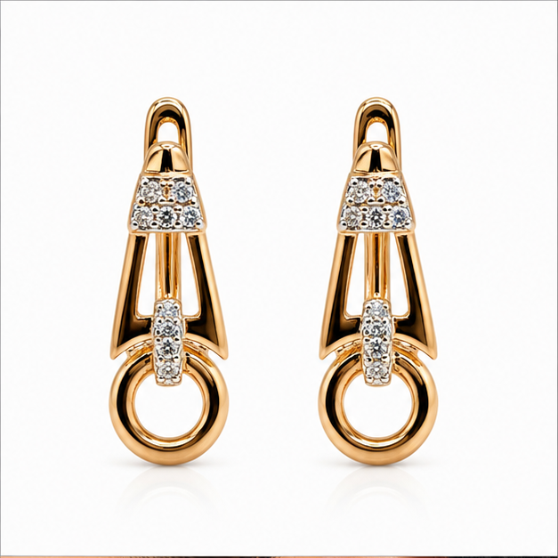 Arete Geométrico Colgante Oro Laminado 18K con Zirconia | Princess Magic