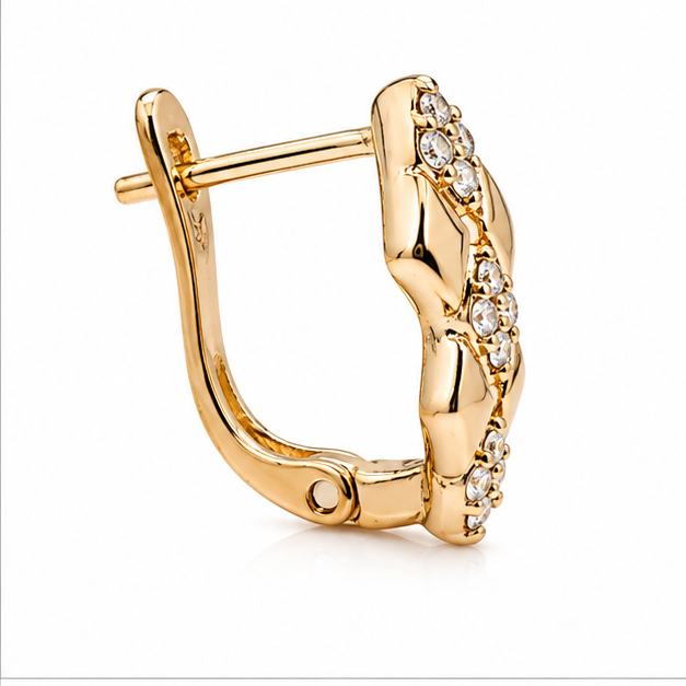 Arete Geométrico Facetado con Zirconias Oro Laminado 18K | Princess Magic