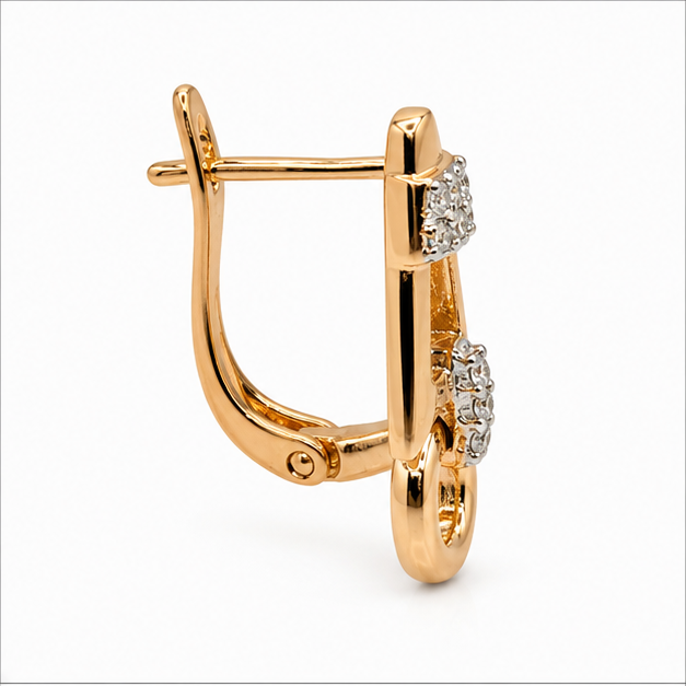 Arete Geométrico Colgante Oro Laminado 18K con Zirconia | Princess Magic