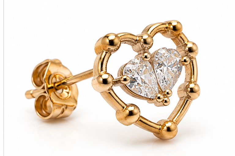 Arete Corazón Radiante con Zirconias Oro Laminado 18K | Princess Magic