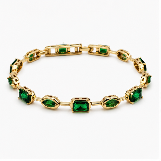 Pulsera con Zirconias Verdes Oro Laminado | Princess Magic