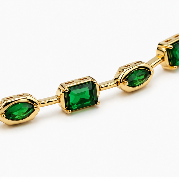 Pulsera con Zirconias Verdes Oro Laminado | Princess Magic