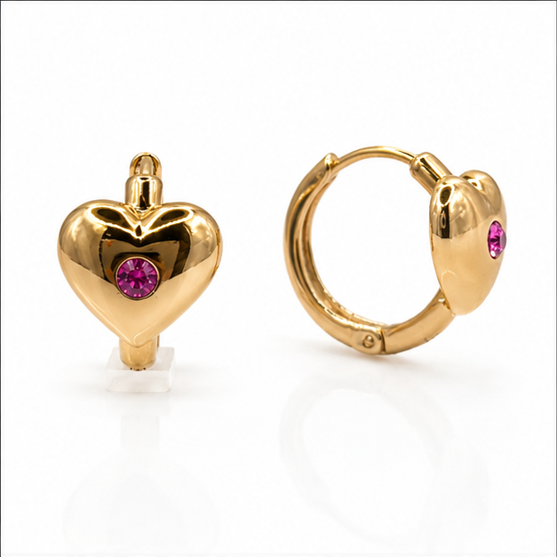 Huggie Corazón Swarovski Oro Laminado 18K | Princess Magic
