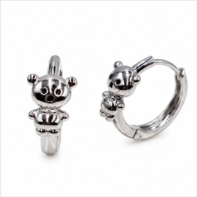 Aretes Huggie Teddy Silver Oro Laminado 18K | Princess Magic