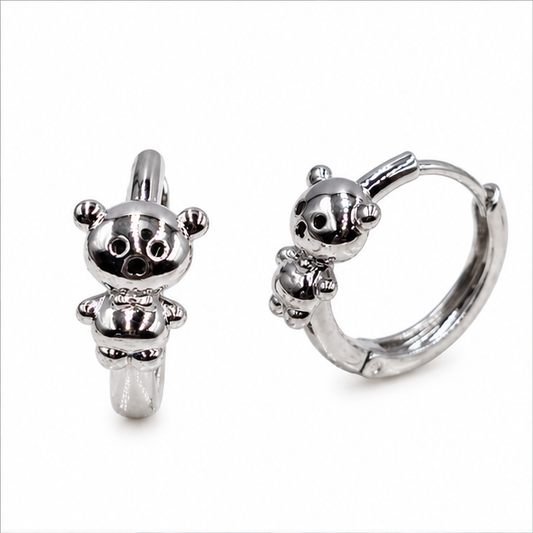 Aretes Huggie Teddy Silver Oro Laminado 18K | Princess Magic