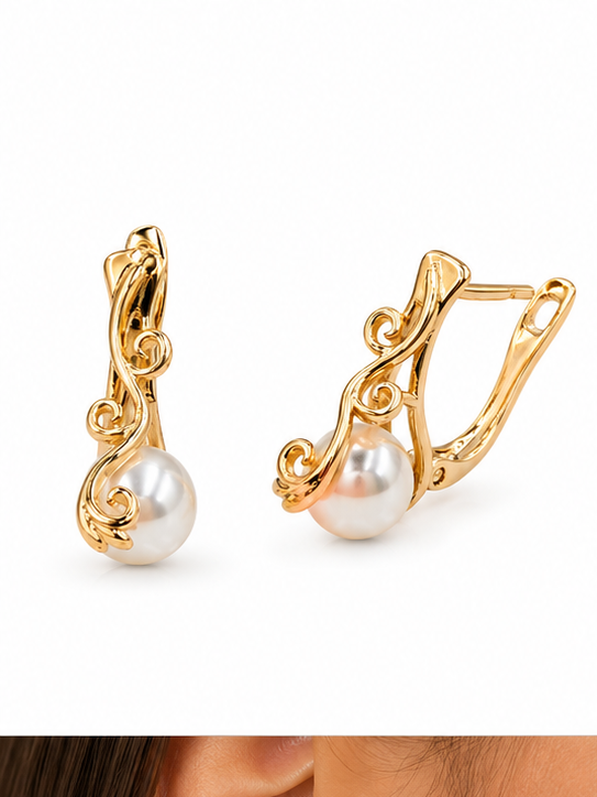 Aretes Huggie Oro Laminado 18K con Perla Elegance | Princess Magic