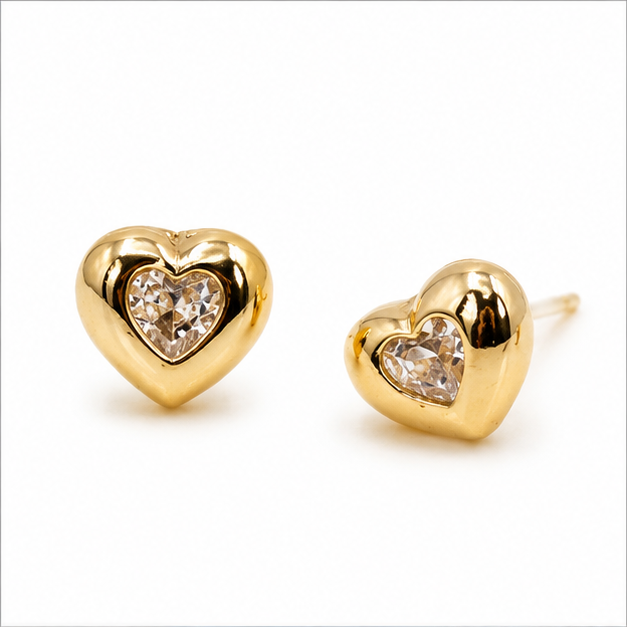 Broquel Corazón Brillante Oro Laminado 18K | Princess Magic