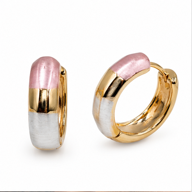 Aretes Huggie Tricolor Oro Laminado 18K Eleganza | Princess Magic
