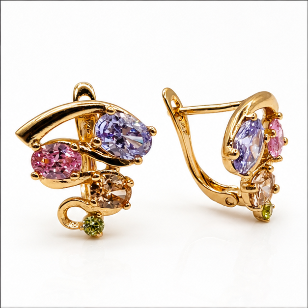 Huggie Primavera Multicolor Oro Laminado 18K | Princess Magic