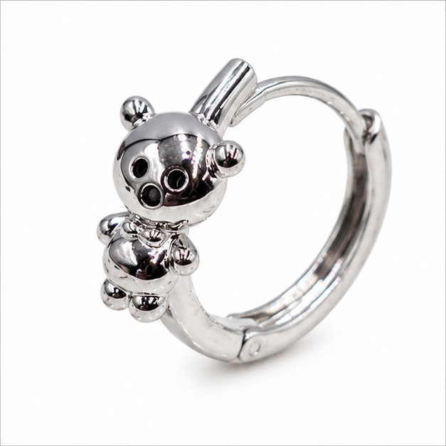 Aretes Huggie Teddy Silver Oro Laminado 18K | Princess Magic