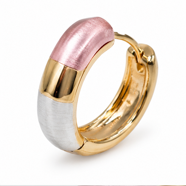 Aretes Huggie Tricolor Oro Laminado 18K Eleganza | Princess Magic