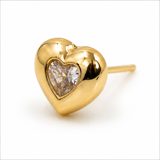 Broquel Corazón Brillante Oro Laminado 18K | Princess Magic