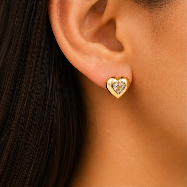 Broquel Corazón Brillante Oro Laminado 18K | Princess Magic