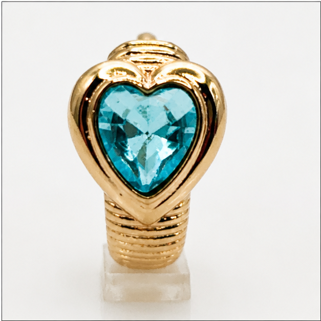 Huggie Corazón Swarovski Aqua Oro Laminado 18K | Princess Magic