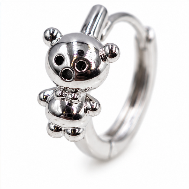 Aretes Huggie Teddy Silver Oro Laminado 18K | Princess Magic